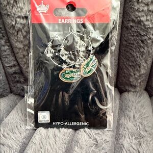 BNIP Officially Licensed Florida Gators Silver Beaded Hoop Earrings
